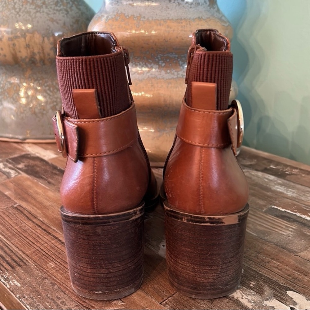 ALDO - COGNAC LEATHER ANKLE BOOTS - Picture 2 of 7